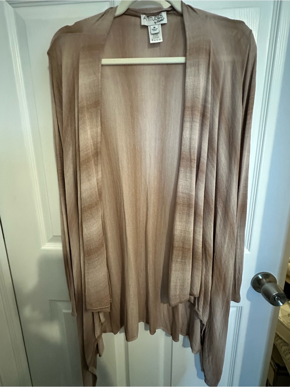 Women's Attitudes by Renee Open Front Taupe Ombre Knit Cardigan Sweater Sz:M EUC